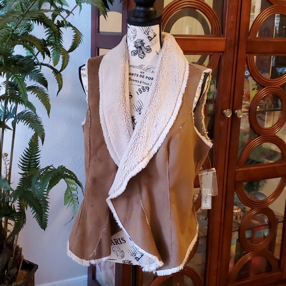 Brown faux suede vest